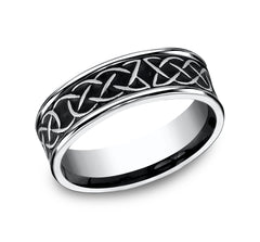 Cobalt Chrome Men's 7MM Celtic Ring with Antiquing - Size 8.5