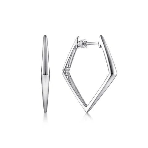 Sterling Silver Geometric Classic Hoop Earrings.