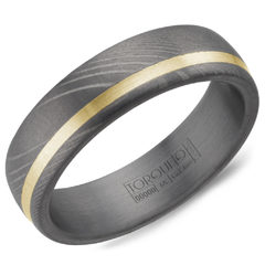 Men's Tantalum 14K Yellow Inlay Ring with Laser Etching Size 10