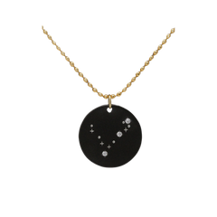 Zirconium Pisces Zodiac Lab Grown Diamond Disc Necklace with Gold Filled Chain