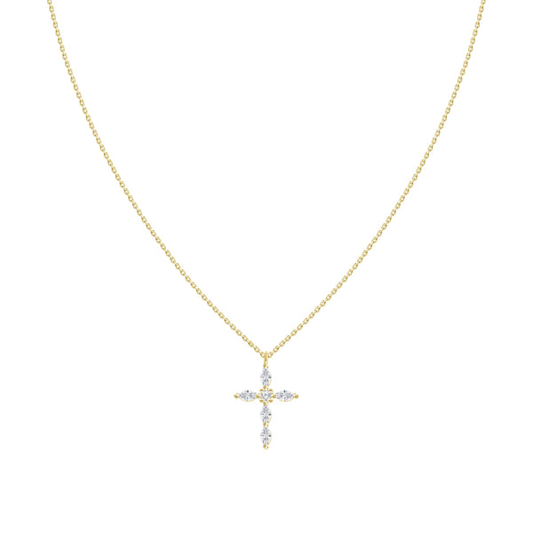 18kt Yellow Gold .26ctw H-I SI Bezel Cross Adjustable Chain