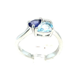 Sterling Silver 1CTW Iolite & Blue Topaz Pear Shape Ring