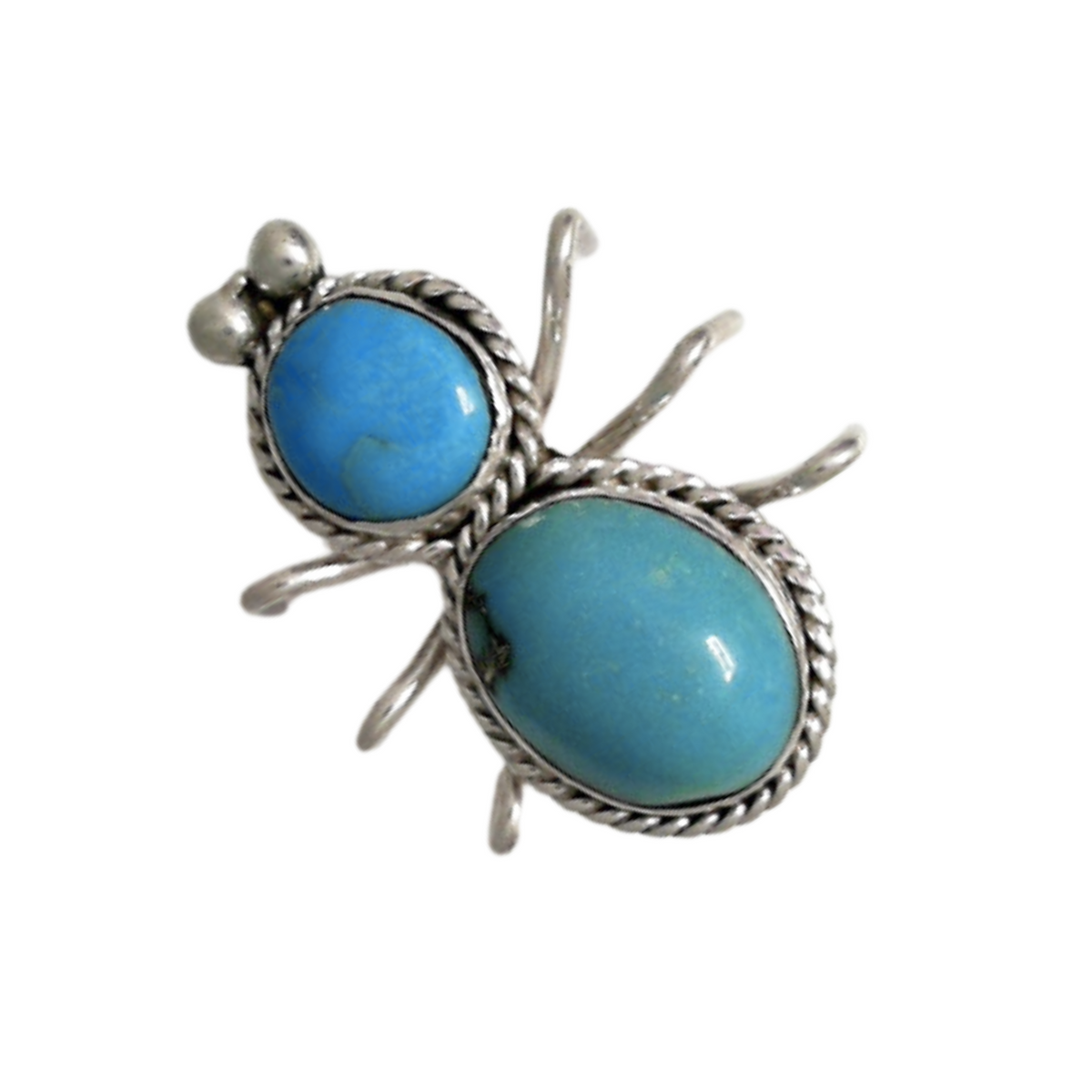 Estate: Sterling Silver Turquoise Bug Brooch