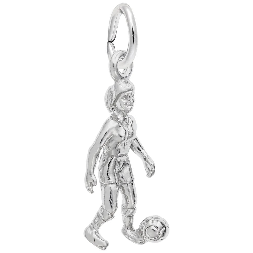Sterling Silver Female Soccer Charm