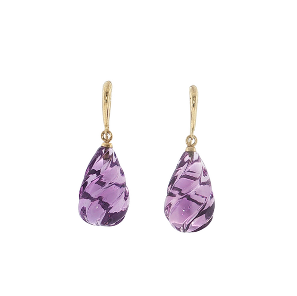 14K YG CARVED AMETHYST EARRINGS