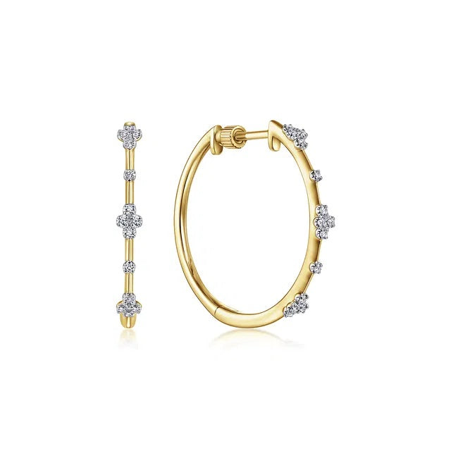 14K YG .14CTW G-H SI+ 20MM HOO