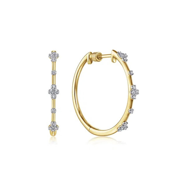 14K YG .14CTW G-H SI+ 20MM HOO