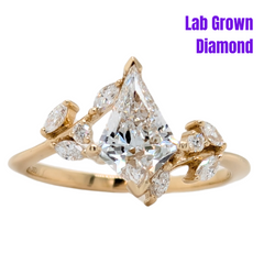 14K Yellow Gold Lab Grown Kite Diamond Floral Ring 1.26CTW