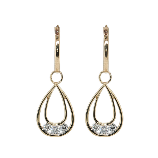 14kt Yellow Gold .26ctw Diamond Dangle Hoops