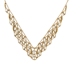 Estate 14Kt Two Toned Adjustable Lace Style Necklace