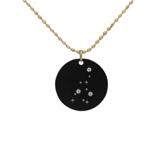 Zirconium Virgo Zodiac Lab Grown Diamond Disc Necklace with Gold Filled Chain