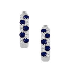 18K White Gold Sapphire & Diamond Pave Huggies
