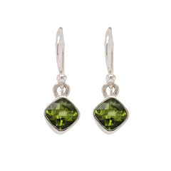Sterling Silver Cushion Cut Garnet Peridot Earrings