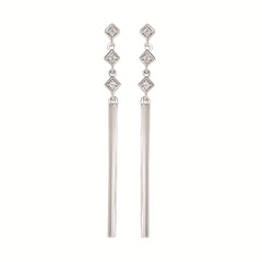 Sterling Silver Diamond Bar Dangle Earrings