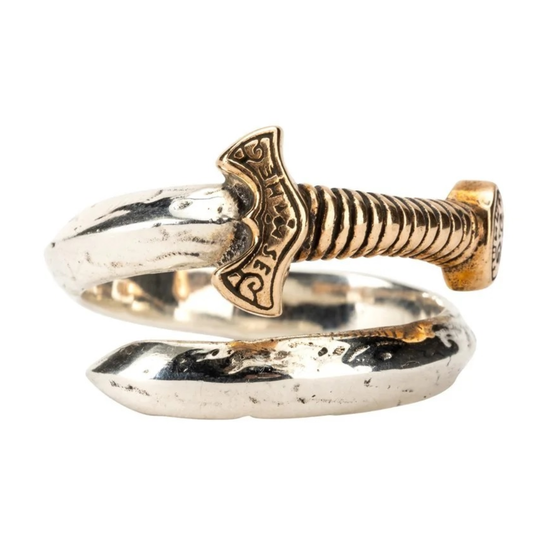 Sterling Silver & Bronze Viking Sword Ring