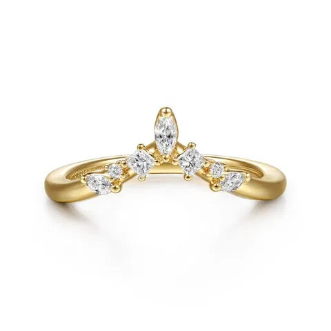 14K Yellow Gold Starlight Diamond Contour Band