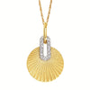 14K Gold Diamond Fan Circle Necklace