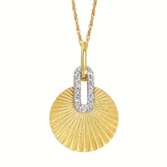 14K Gold Diamond Fan Circle Necklace