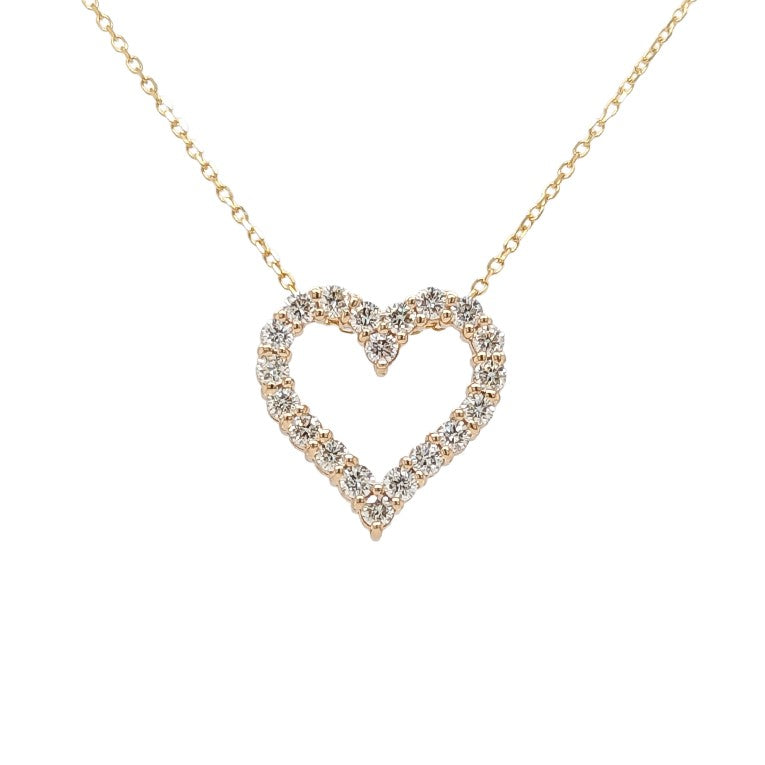 14K Yellow Gold Diamond Heart Necklace .60CTW