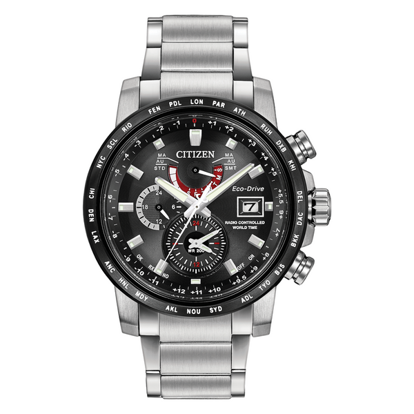 Citizen Eco Drive World Time Watch with Black Dial AT9071-58E
