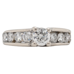 Estate: 14K White Gold Round Brilliant Cut Cathedral Diamond Engagement Ring