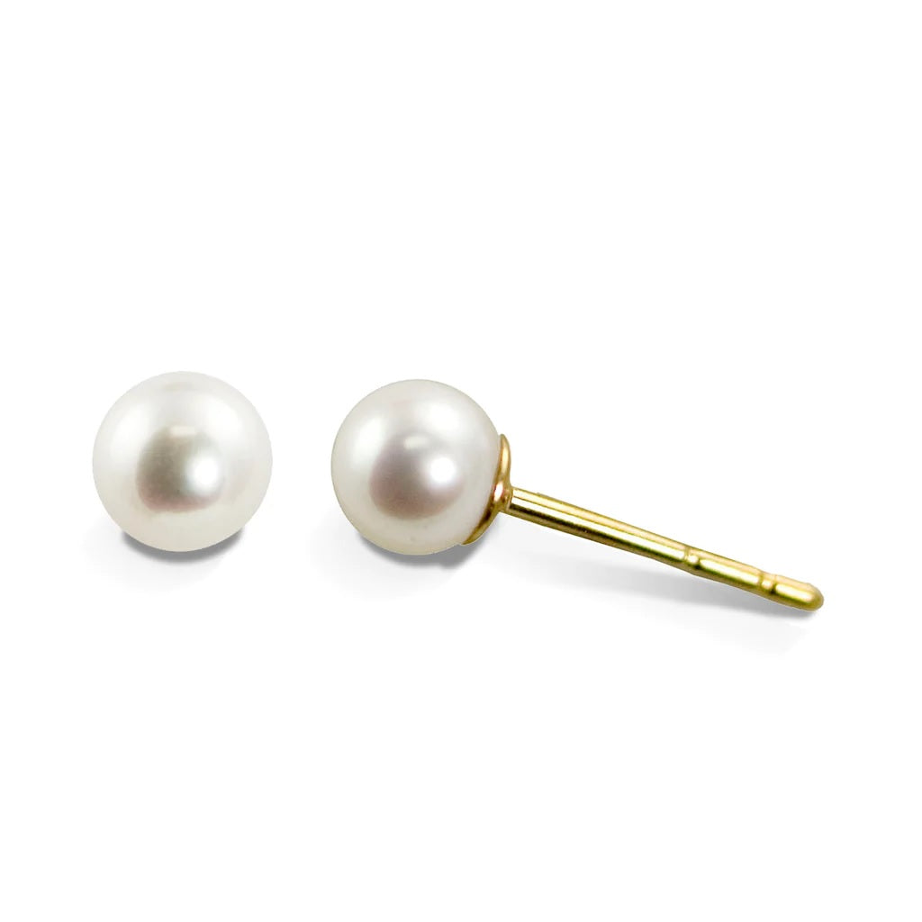 14K YG 4MM A AKOYA PEARL STUDS