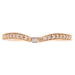 14K Yellow Gold Slight Curve Diamond Band with Baguette Center