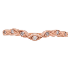 14K Rose Gold Diamond Curved Band with Milgrain