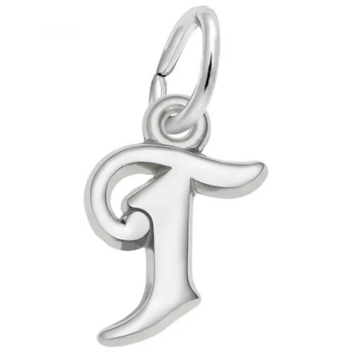 Sterling Silver Initial T Curly Charm