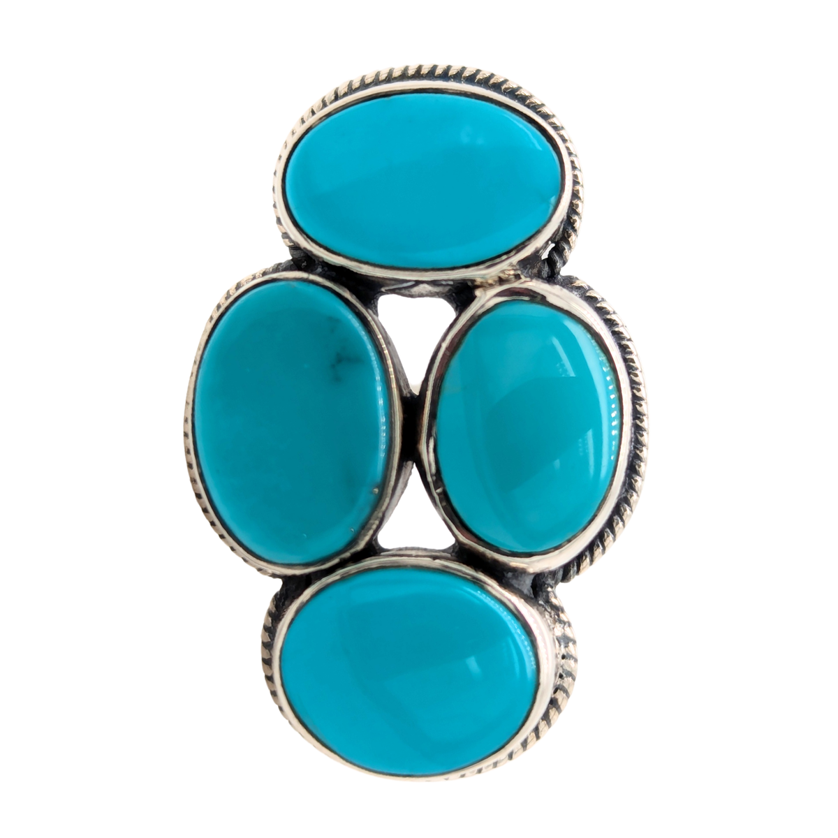 Estate: Sterling Silver Multi-Turquoise Bezel Ring