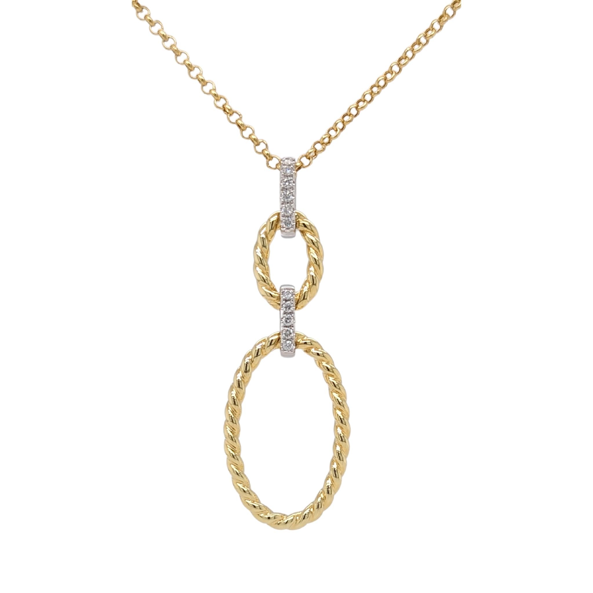 14KT Gold Diamond Oval Link Pendant with Chain