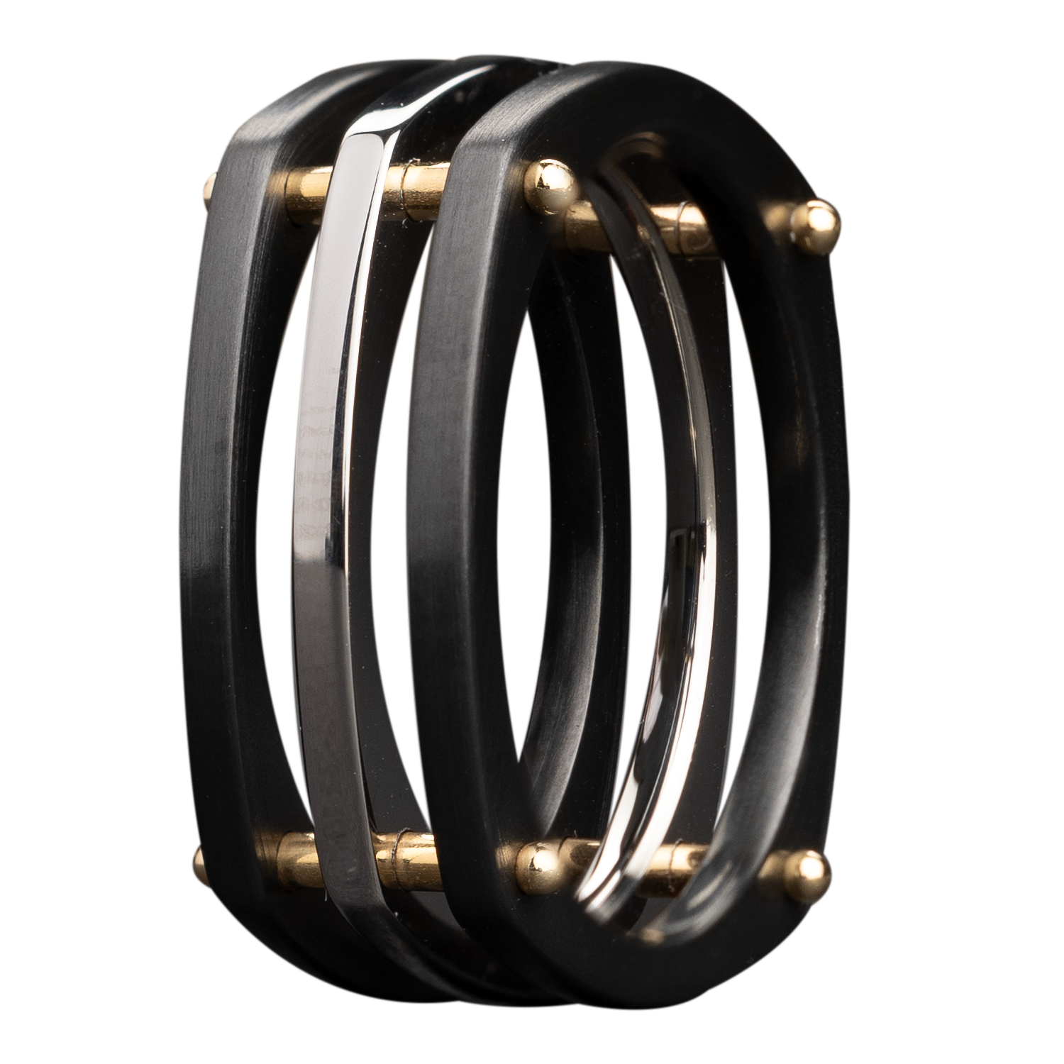 Men's Square Zirconium Ring Three Row