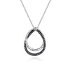 Sterling Silver Teardrop Necklace with Black Spinel