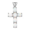 Sterling Silver Created Opal Cross Necklace