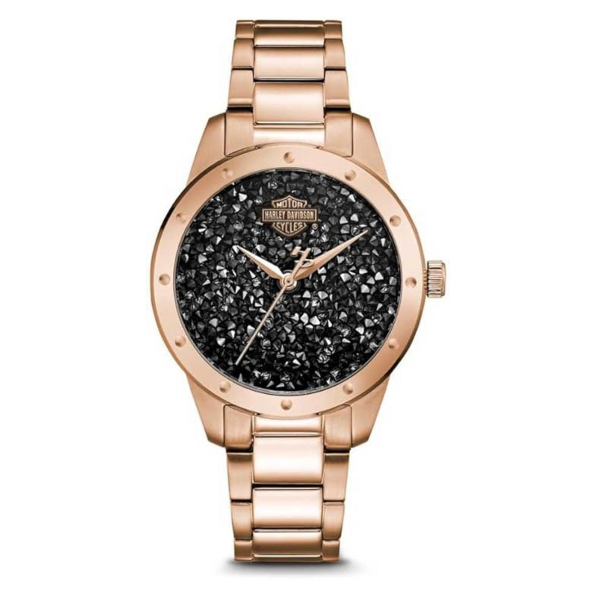 Bulova Harley Davidson Rose Watch with Black Swarovski Crystals 77L108
