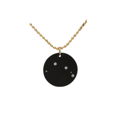 Zirconium Aries Zodiac Lab Grown Diamond Disc Necklace with Gold Filled Chain