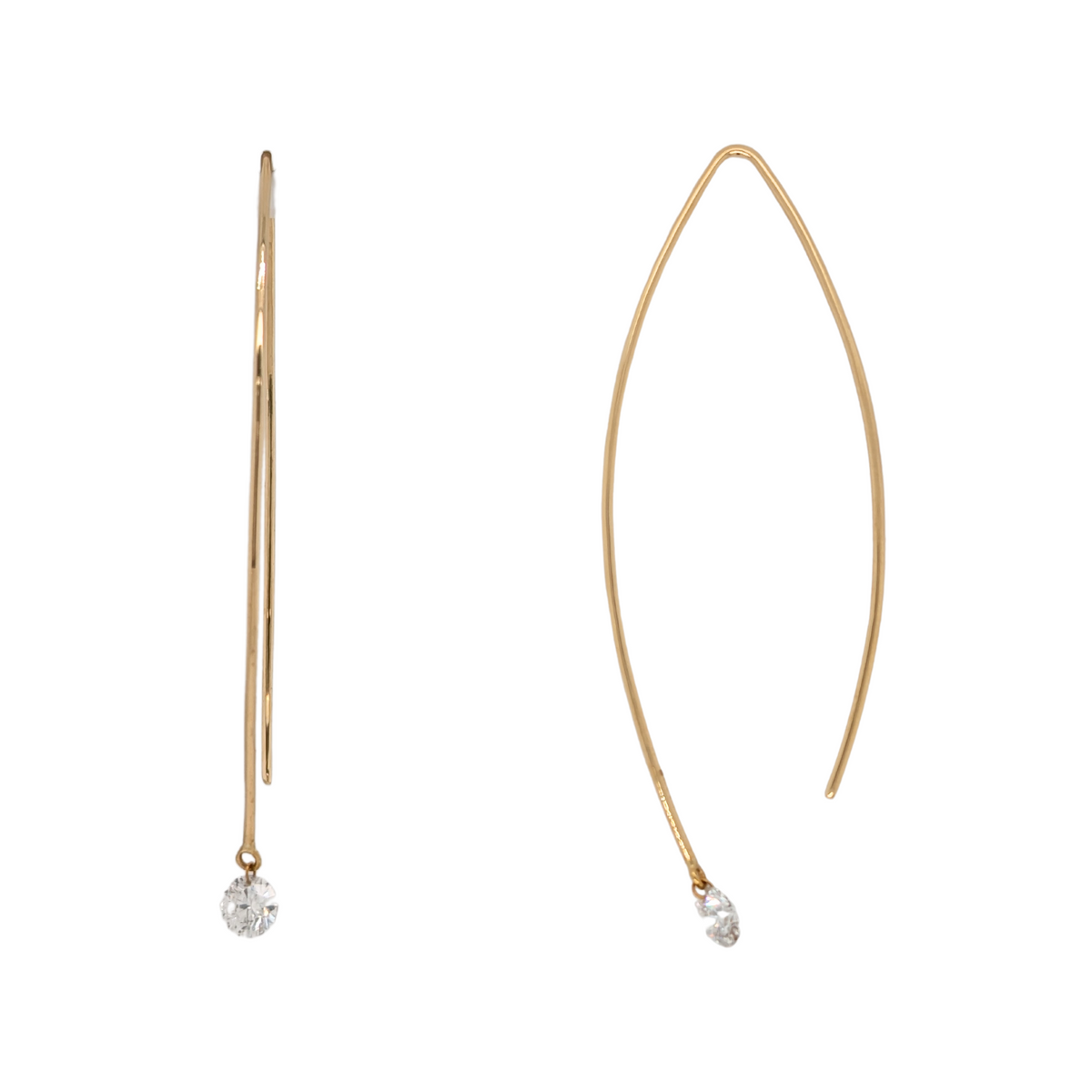 18K Gold .49CTW Floating Diamond V Earrings