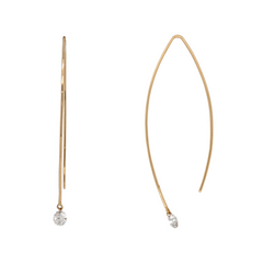 18K Gold .49CTW Floating Diamond V Earrings