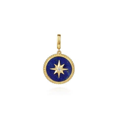 Bujukan 14K Yellow Gold & Lapis Medallion