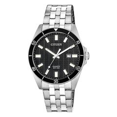Citizen Quartz Black Dial Watch with Date Stainless BI5050-54E