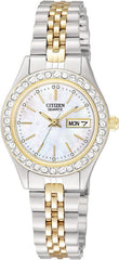 Citizen Quartz Two Tone Mother of Pearl Watch with Day/Date EQ0534-50D