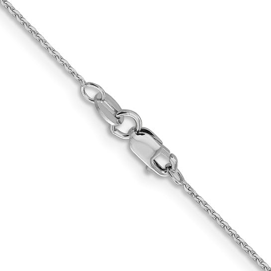 10K White Gold 1MM Diamond Cut Cable Chain 16"
