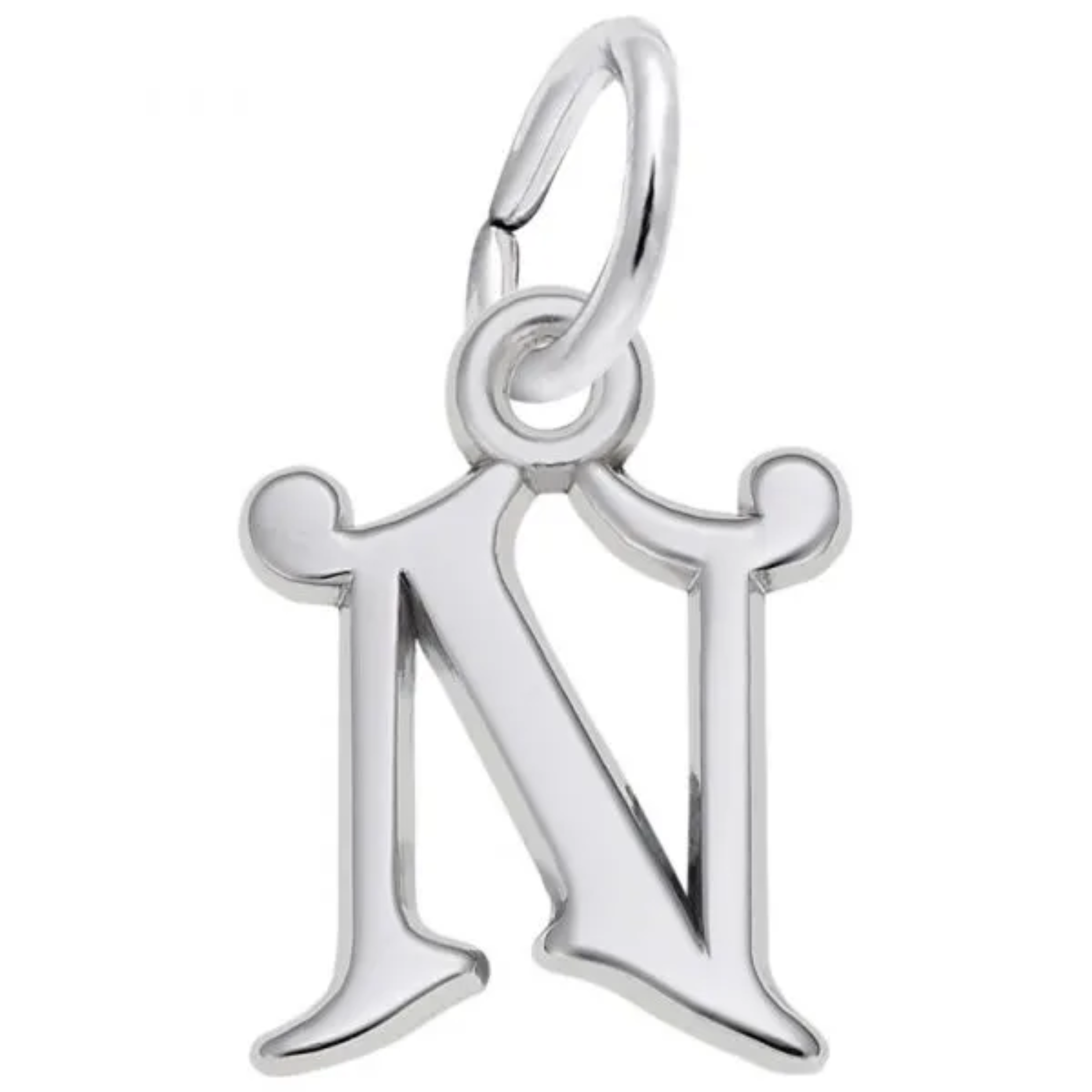 Sterling Silver Initial N Curly Charm