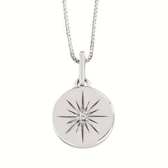 Sterling Silver Solitaire Diamond Disc Necklace