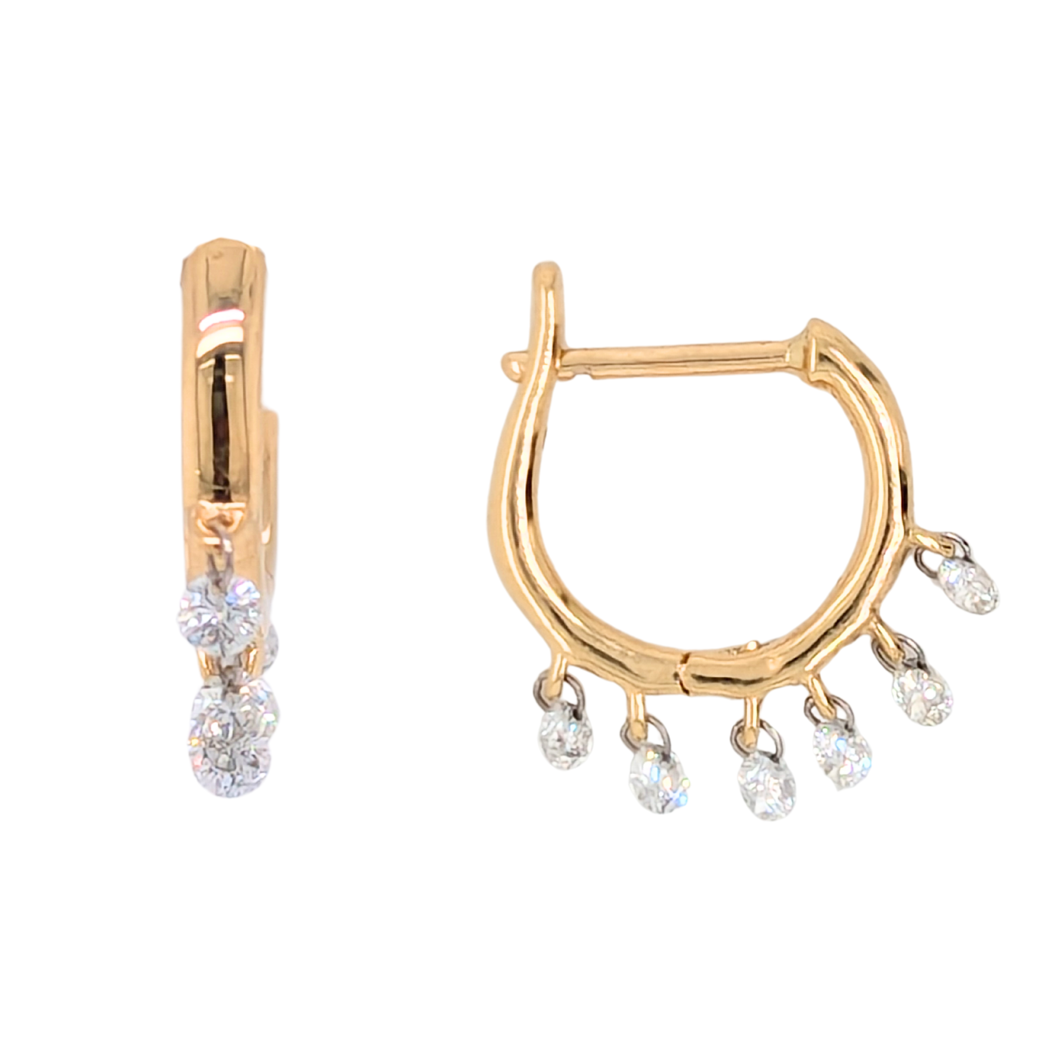 18K Yellow Gold Floating Diamond Earrings