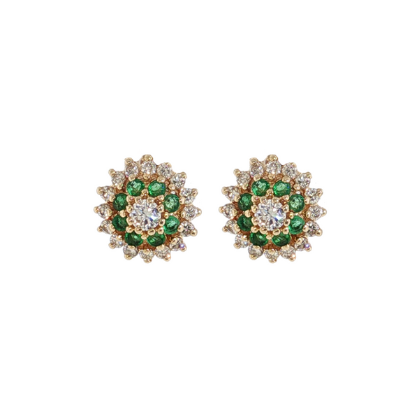 14KY DIA .68CTW EMERALD .16CTW STUDS