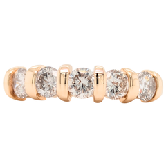 Estate: 14K Yellow Gold 5 Diamond 1CTW Bar Set Anniversary Band