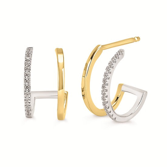 10K Two Tone Diamond Double Loop Earring