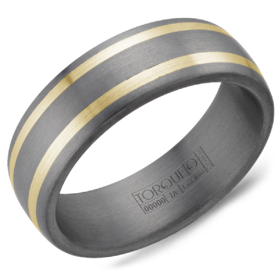 Men's Tantalum Ring with 14K Yellow Double Row Inlay Size 10