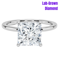14K White Gold Lab-Grown Princess Cut Diamond Solitaire Engagement Ring